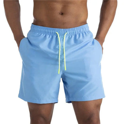 2022 Solid Mens Swimwear Swimming Shorts - sky blue02 / M(Asian size) On sale