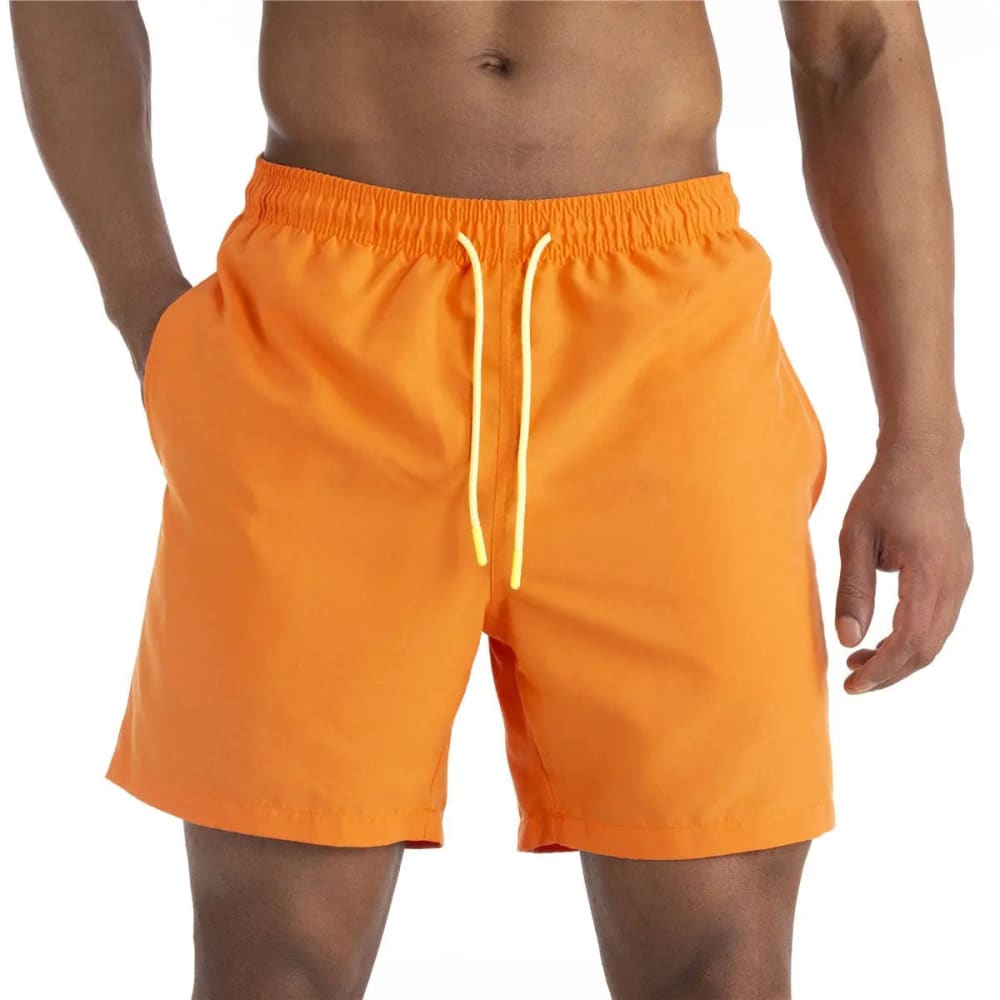2022 Solid Mens Swimwear Swimming Shorts - yellow02 / M(Asian size) On sale