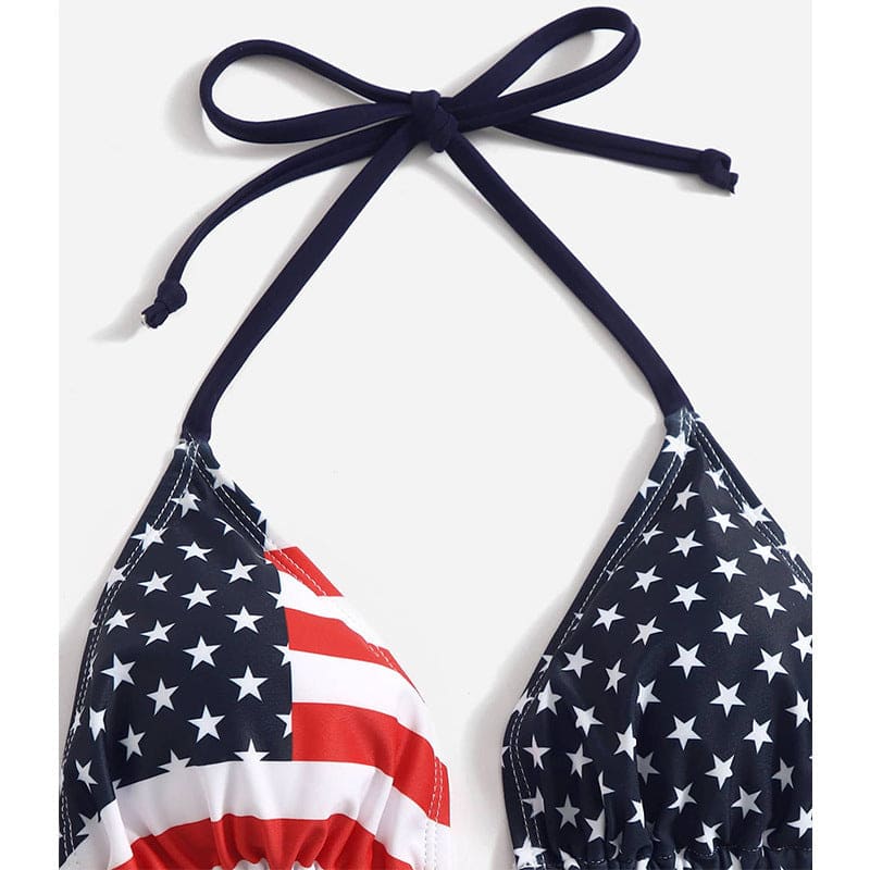 American Flag Halter and Strappy Thong Bikini 2-pc. Set 073-141