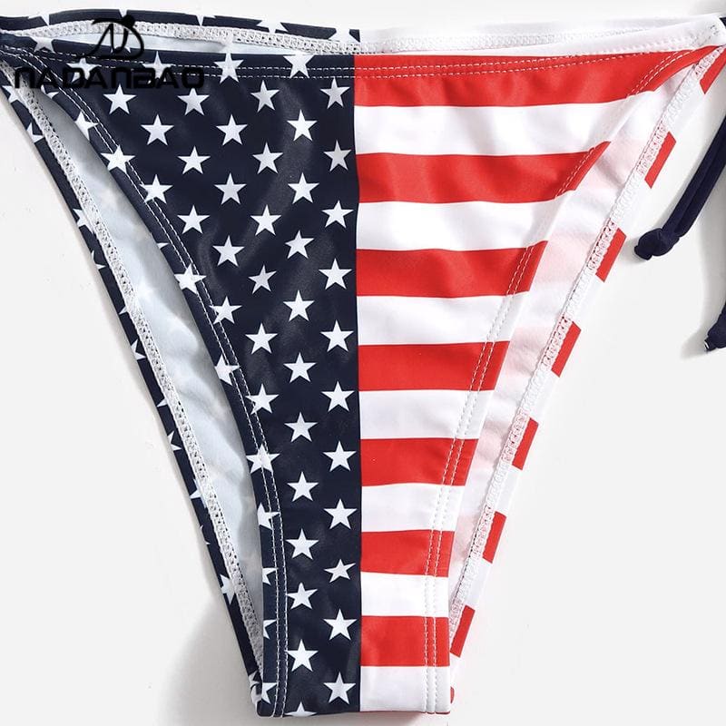 Stars and Stripes American Flag Halter Bikini - On sale