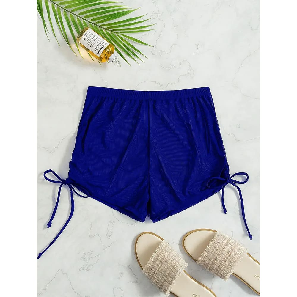 Summer Mesh High‑Waist Drawstring Bikini Shorts - Blue / Xs(0) On sale