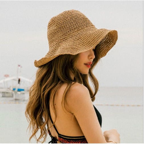 Summer Outing Beach Hat Foldable Straw - On sale