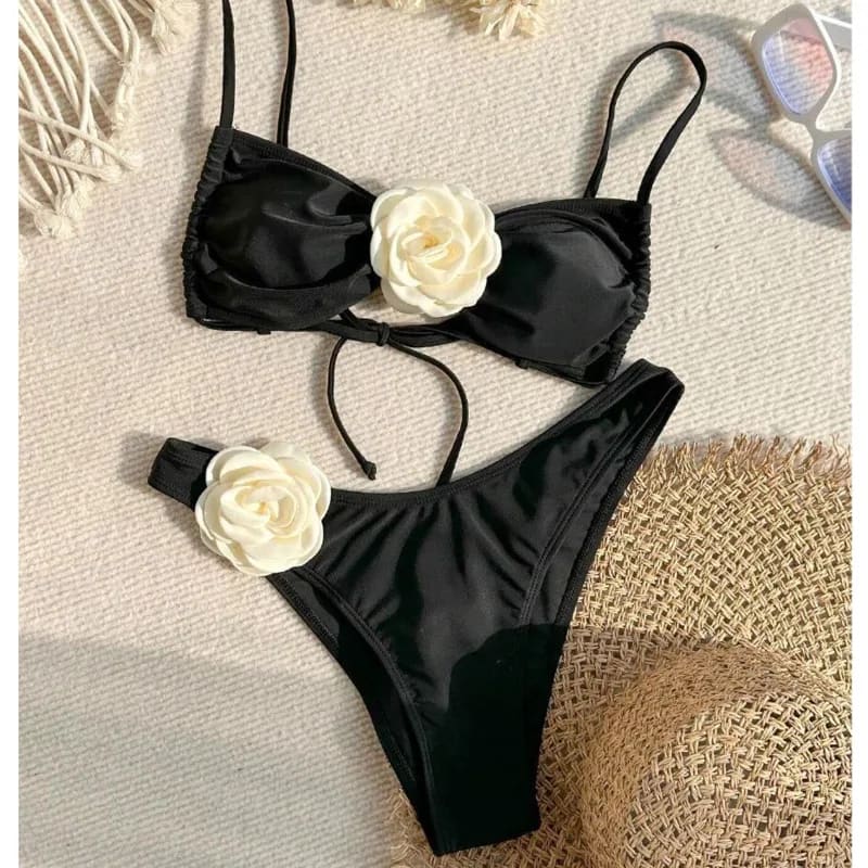 Sunnybikinis 3D Flower Brazilian Bikini Set - On sale