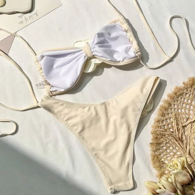 Sunnybikinis 3D Flower Brazilian Bikini Set - On sale