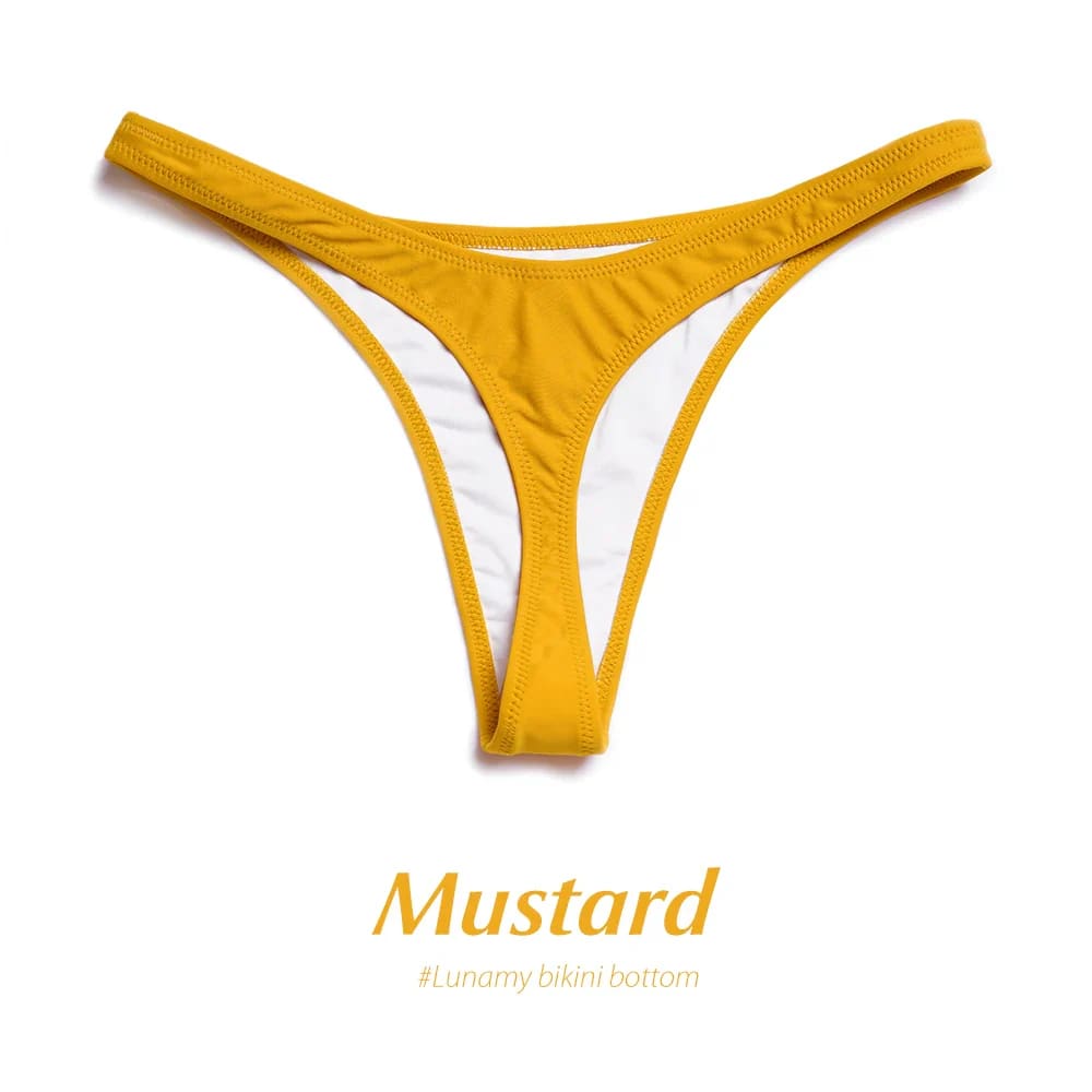 Thong Bikini Set – Sexy T-Back Swimwear for Women - B01-Mustard / S On sale