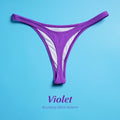 Violet thong bikini bottom with T-back cut