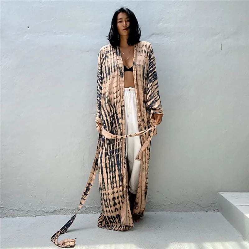 Tie Dye Long Kimono Swimsuit Cover Up for Women One Size / DN0712 10 On sale