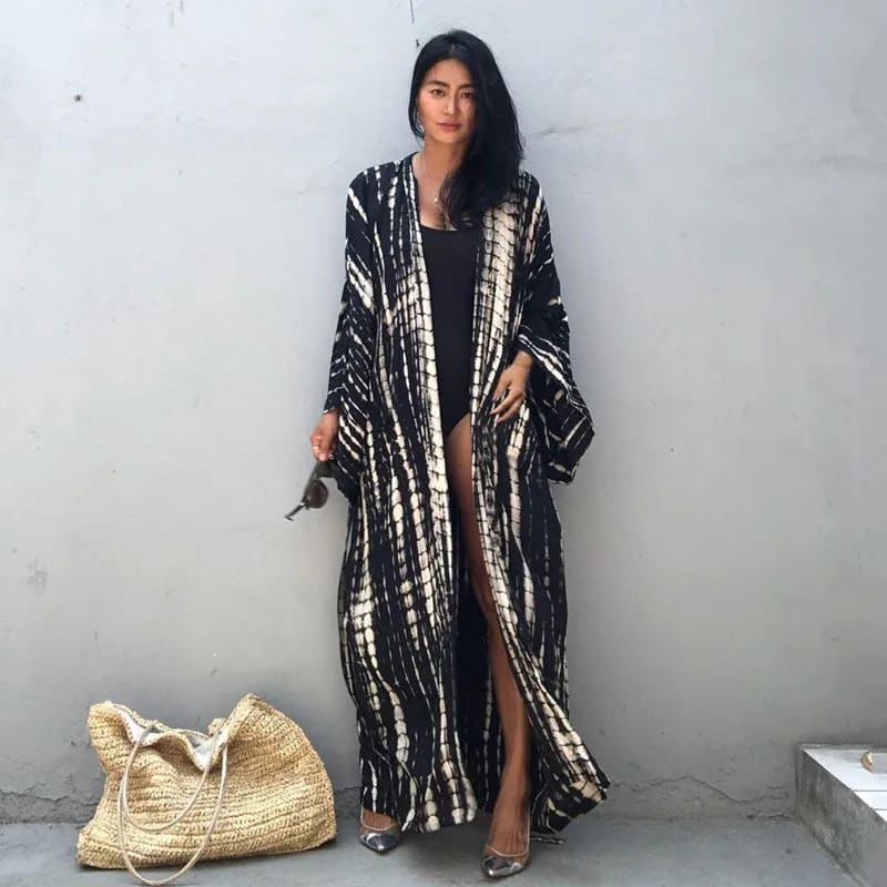 Tie Dye Long Kimono Swimsuit Cover Up for Women One Size / DN0712 11 On sale