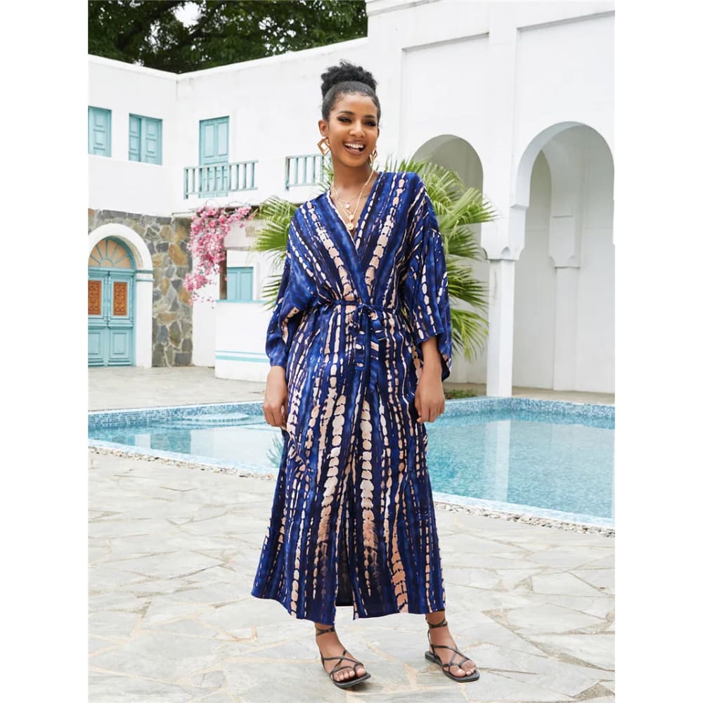 Tie Dye Long Kimono Swimsuit Cover Up for Women One Size / DN0712 On sale