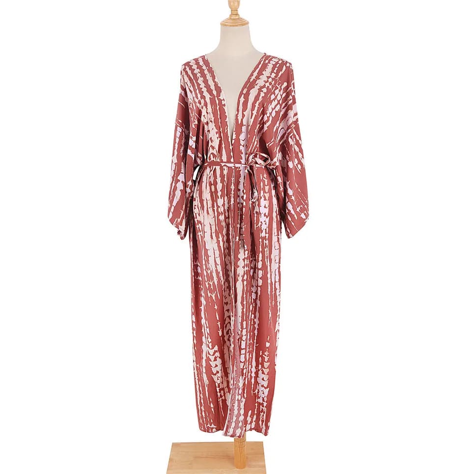 Tie Dye Long Kimono Swimsuit Cover Up for Women One Size / DN0712 2 On sale
