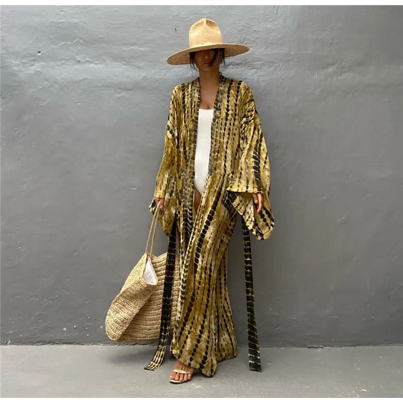 Tie Dye Long Kimono Swimsuit Cover Up for Women One Size / DN0712 8 On sale