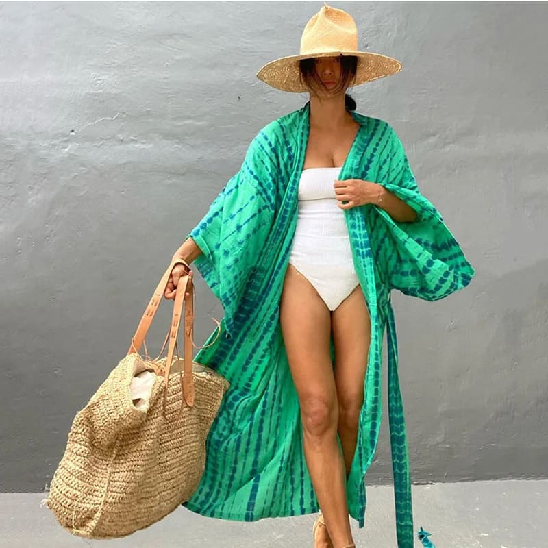 Tie Dye Long Kimono Swimsuit Cover Up for Women One Size / DN0712 9 On sale