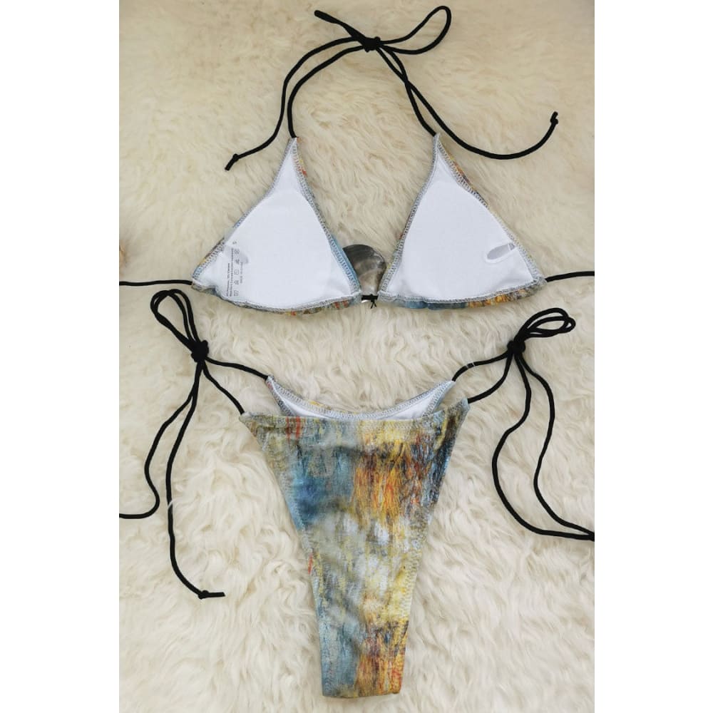 Tie Dye Seashell Trim Micro Bikini Set – Brazilian Cut - On sale