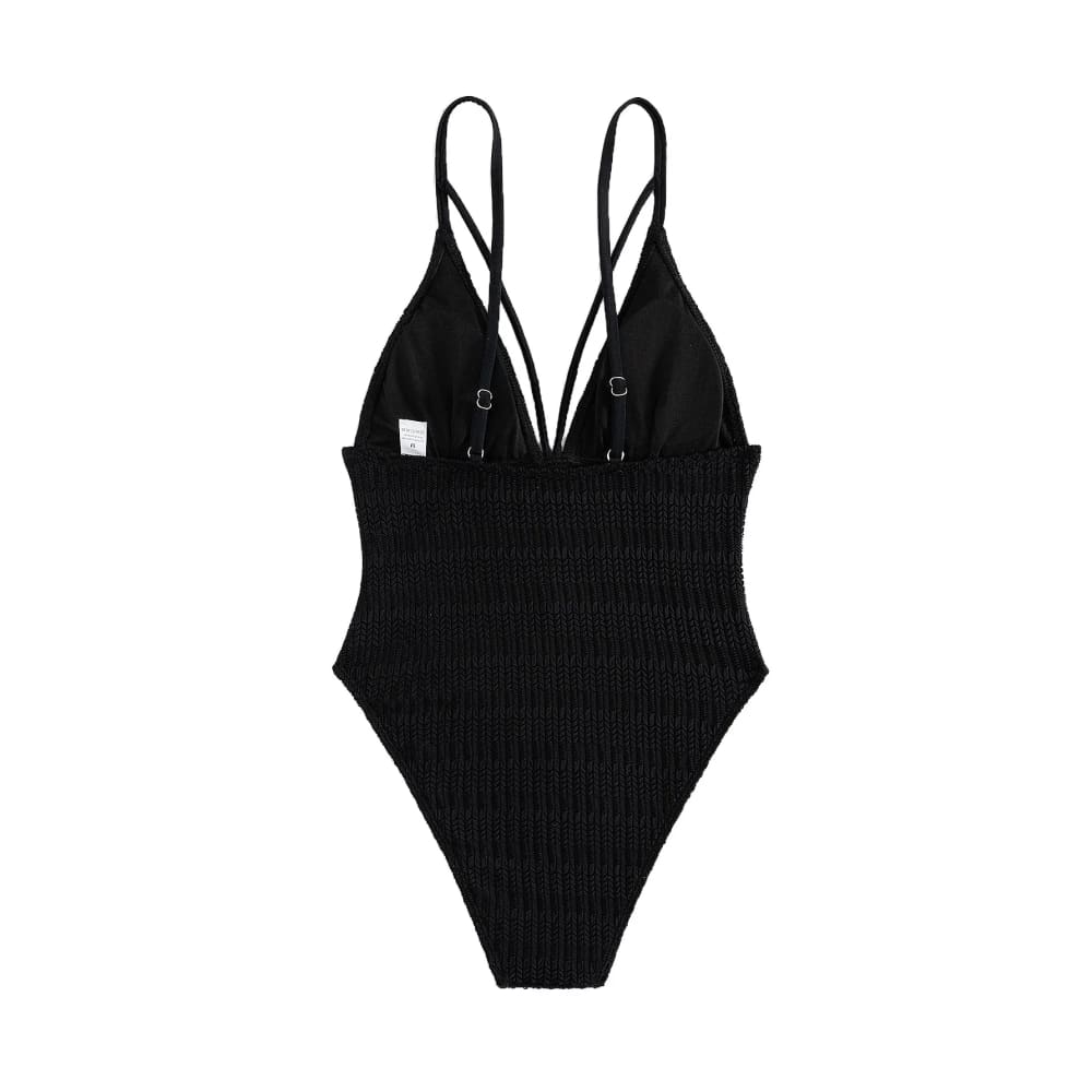 V-Neck Mesh Sheer High-Leg One-Piece Swimsuit - On sale