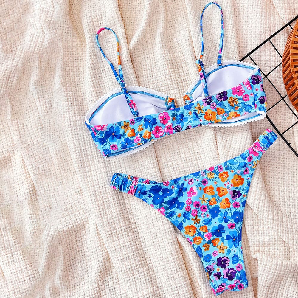 boho-floral-scrunch-side-high-leg-notch-bandeau-brazilian-two-piece-bikini-swimsuit-Floral-3 - Sunnybikinis