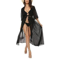White V Neck Crochet Trim Maxi Cover Ups - black / XXL On sale