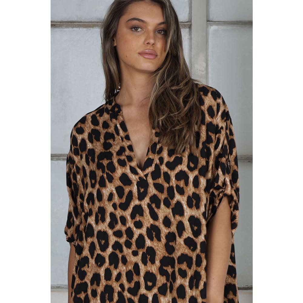 Wild Leopard Print Oversized Beach Midi Cover-Up - One size On sale
