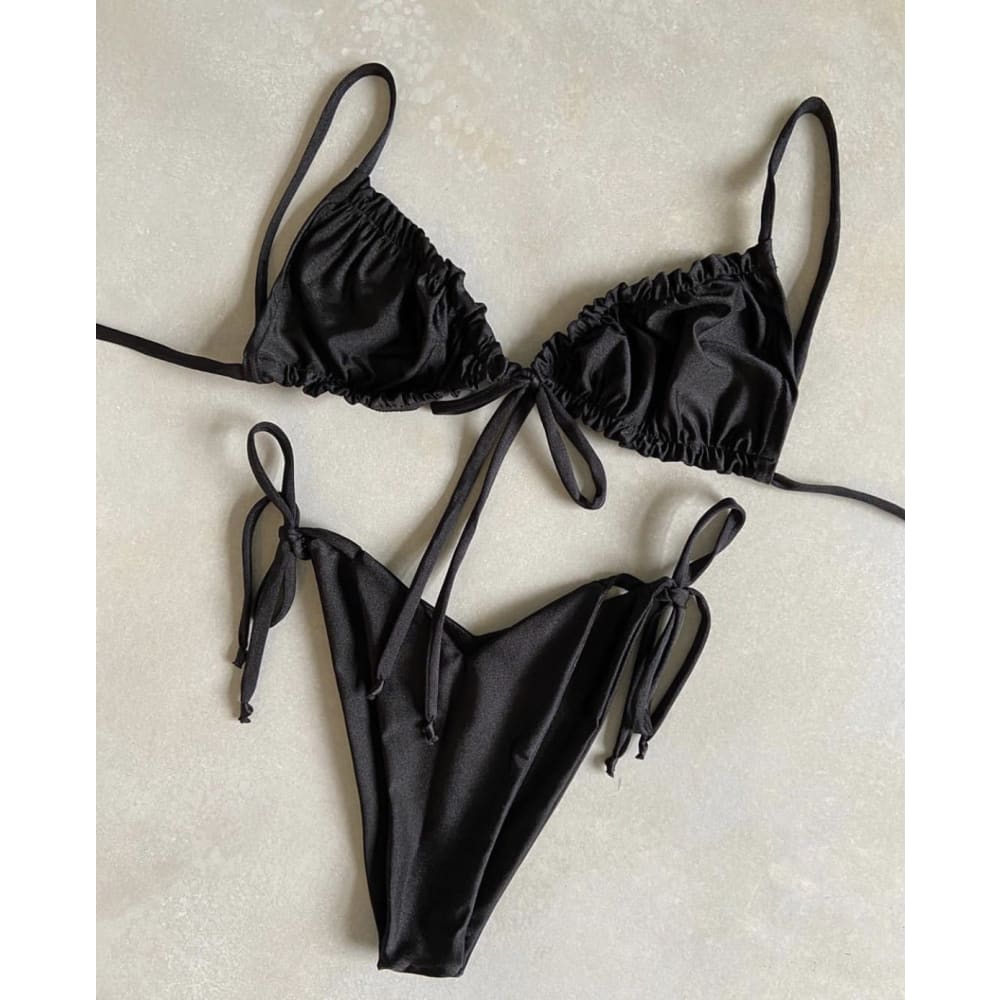 Women Print Slide Triangle Low Waist Bikini Swimsuit - 2style / L On sale