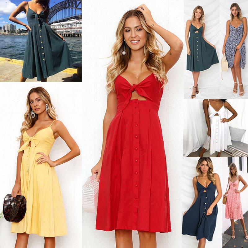 Women Summer Dresses Sleeveless Backless Party - On sale
