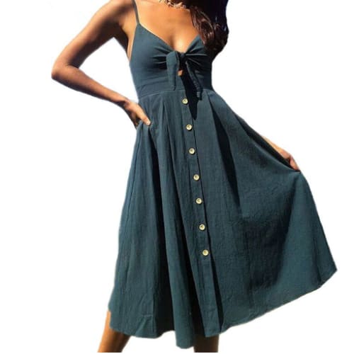 Women Summer Dresses Sleeveless Backless Party - Cyan / L On sale