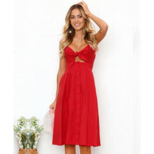 Women Summer Dresses Sleeveless Backless Party - Red / L On sale