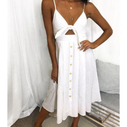 Women Summer Dresses Sleeveless Backless Party - White / L On sale