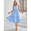 Women’s Casual V-neck Sleeveless Summer Loose Dress - Blue / L On sale