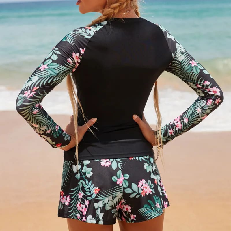 Women’s Long Sleeves Tankini Set Swimwear with Shorts - On sale
