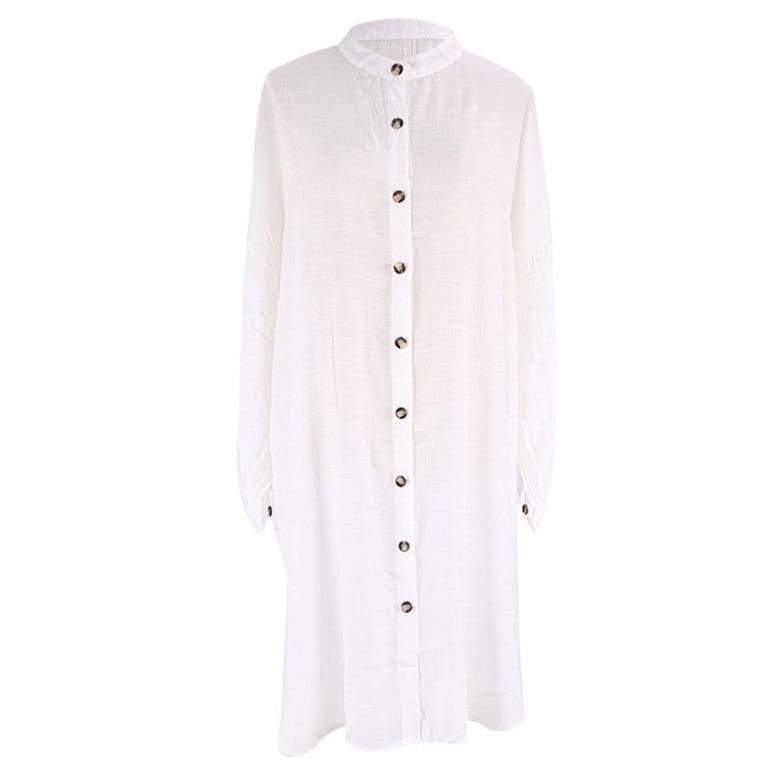 Women’s Single-breasted Beach Sunscreen Shirt Dress - On sale