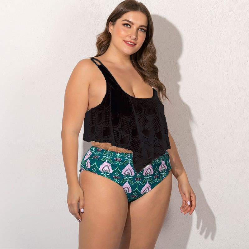 Women’s Split Plus Size Bikini - Black / 3XL On sale