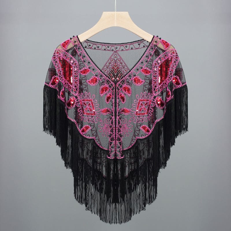 Women’s Vintage Tassels Sequined Shawl - On sale