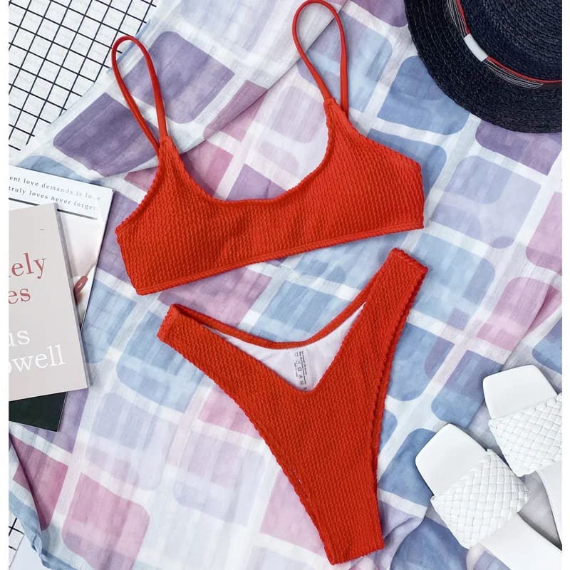 Wrinkled Triangle Bikini Set – 7 Colors Two-Piece Swimwear - On sale