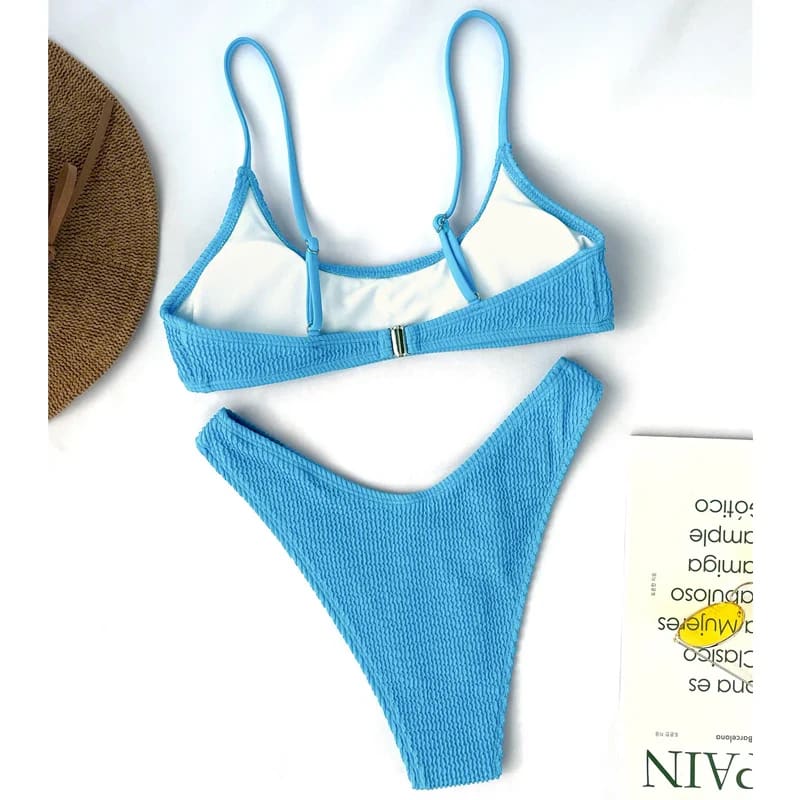 Wrinkled Triangle Bikini Set – 7 Colors Two-Piece Swimwear - On sale