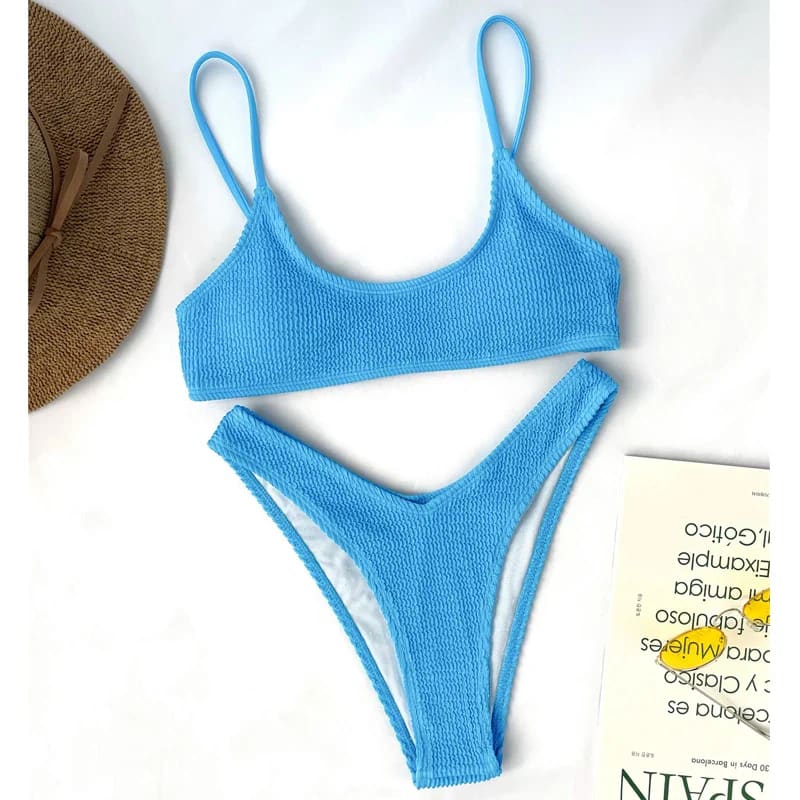Wrinkled Triangle Bikini Set – 7 Colors Two-Piece Swimwear - On sale
