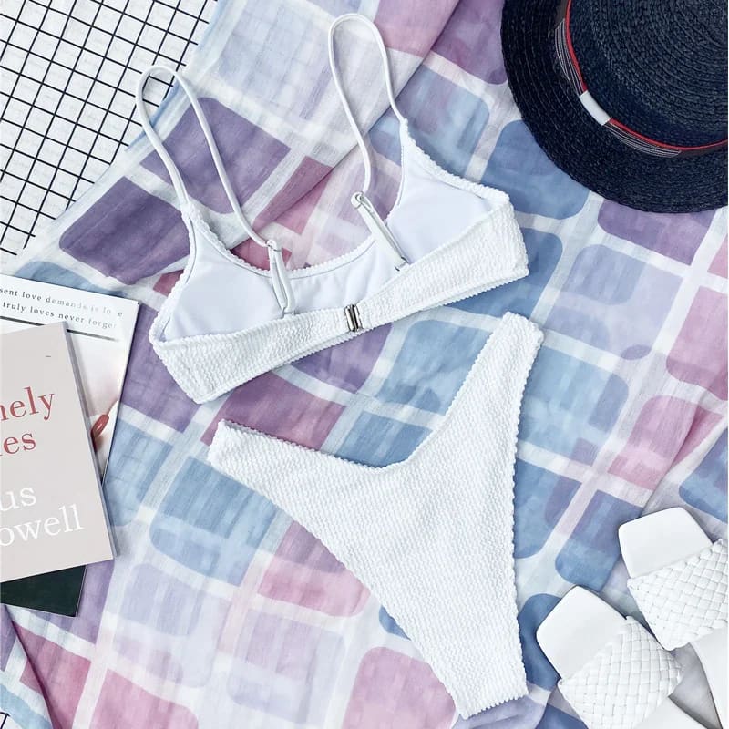 Wrinkled Triangle Bikini Set – 7 Colors Two-Piece Swimwear - On sale