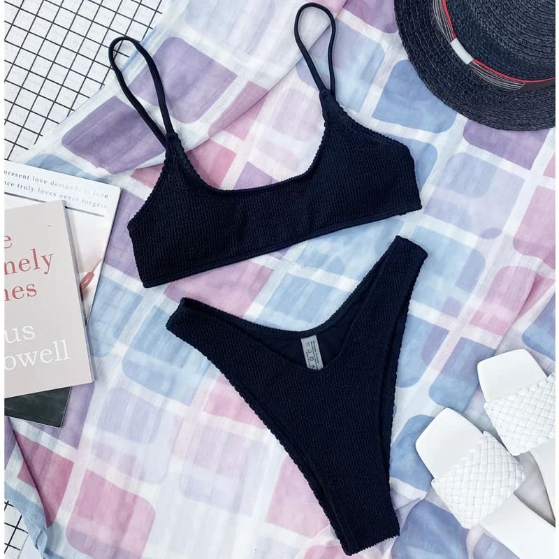 Wrinkled Triangle Bikini Set – 7 Colors Two-Piece Swimwear - On sale