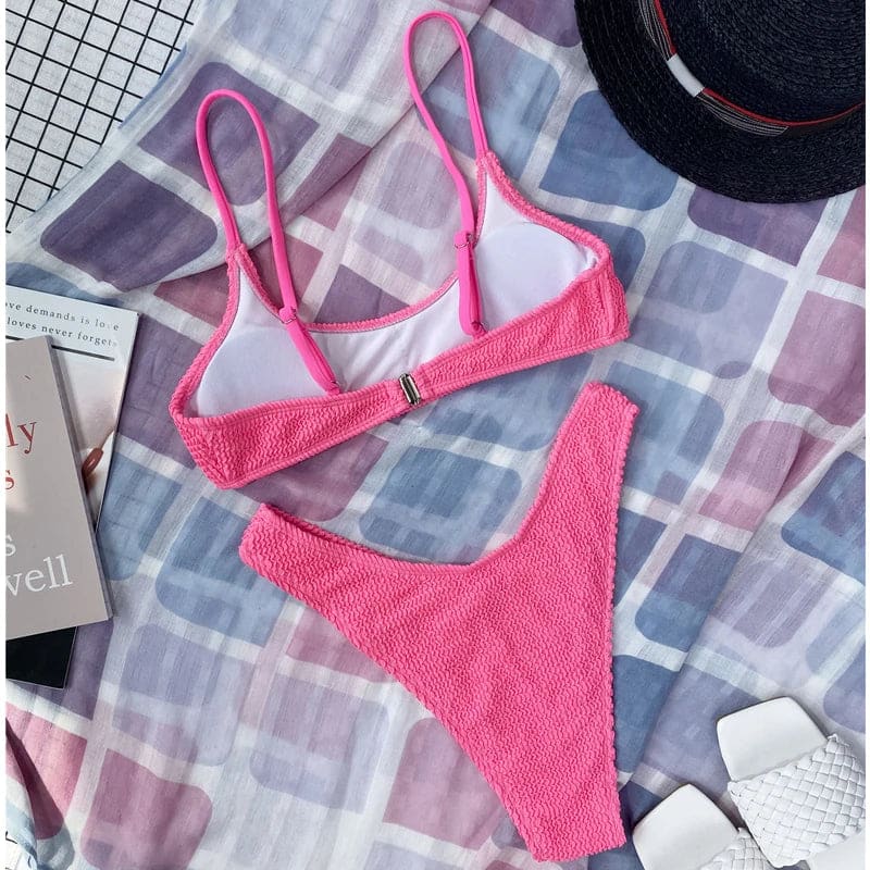 Wrinkled Triangle Bikini Set – 7 Colors Two-Piece Swimwear - On sale