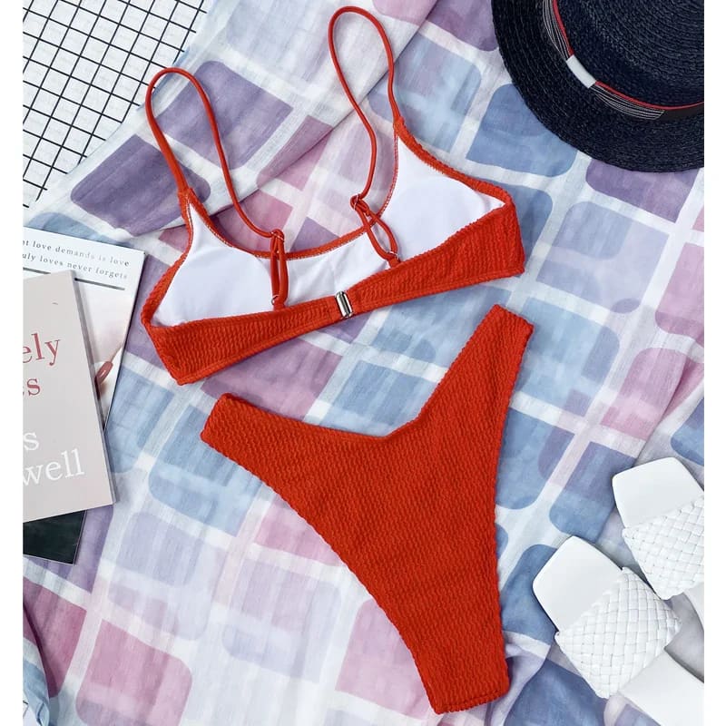 Wrinkled Triangle Bikini Set – 7 Colors Two-Piece Swimwear - On sale