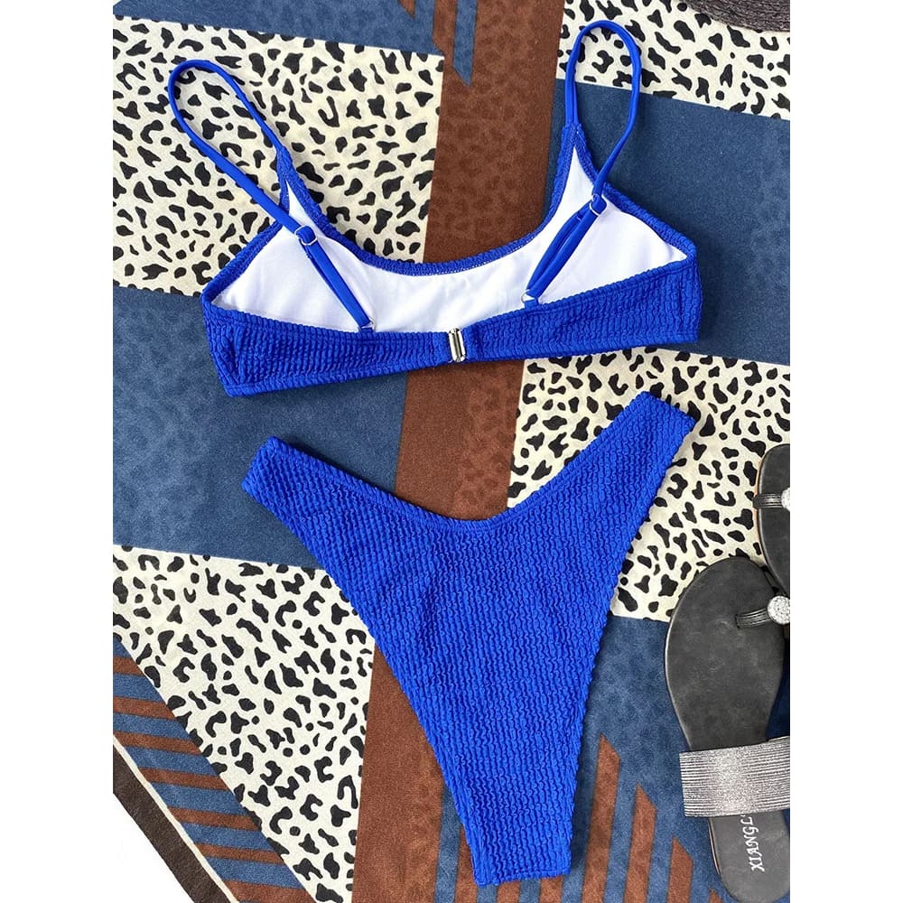 Wrinkled Triangle Bikini Set – 7 Colors Two-Piece Swimwear - On sale