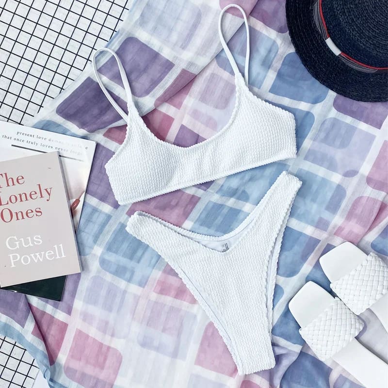 Wrinkled Triangle Bikini Set – 7 Colors Two-Piece Swimwear - On sale