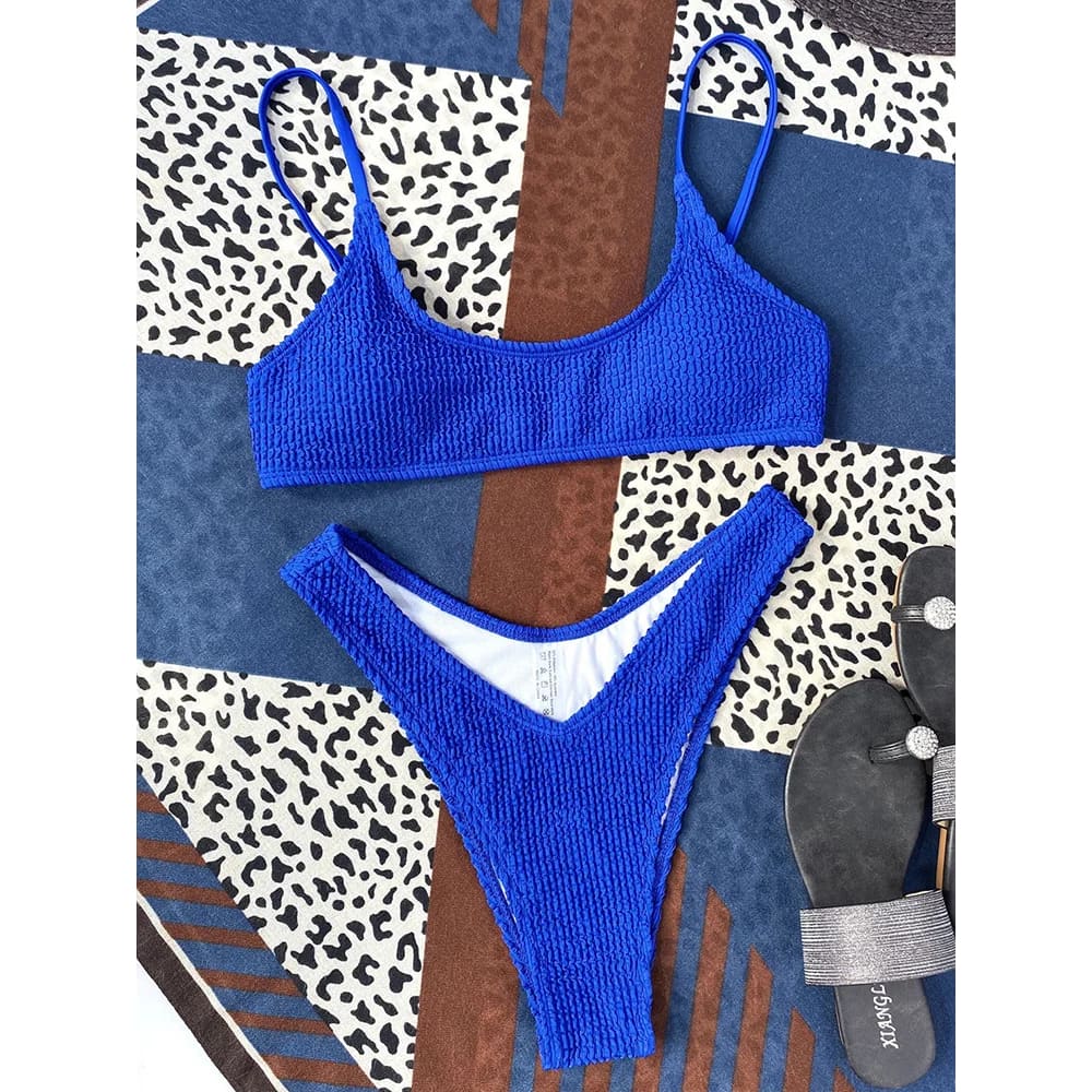 Wrinkled Triangle Bikini Set – 7 Colors Two-Piece Swimwear - On sale