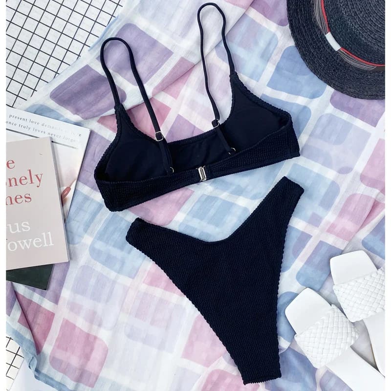 Wrinkled Triangle Bikini Set – 7 Colors Two-Piece Swimwear - On sale
