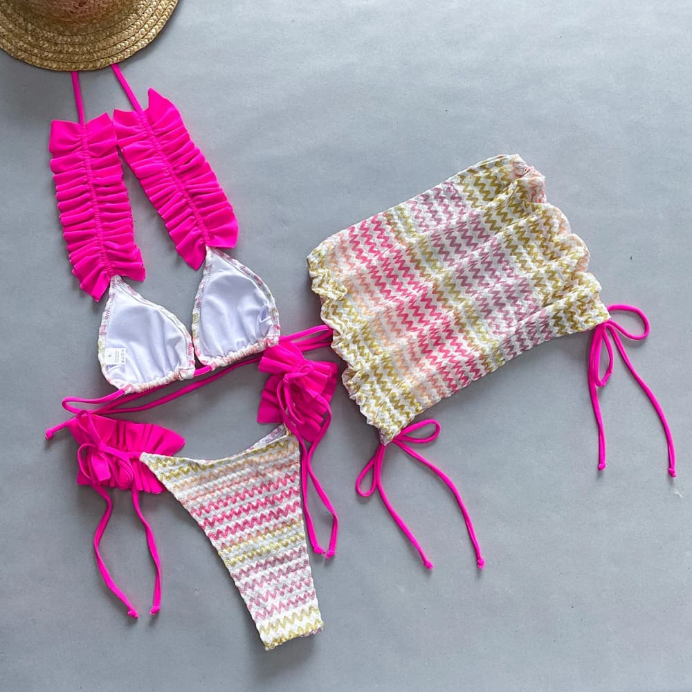 Zigzag Bikini 3-Piece Women’s Swimsuit - On sale