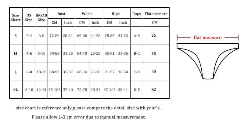 Cow Print Chain Backless Triangle Brazilian Bikini Swimsuit Size Chart