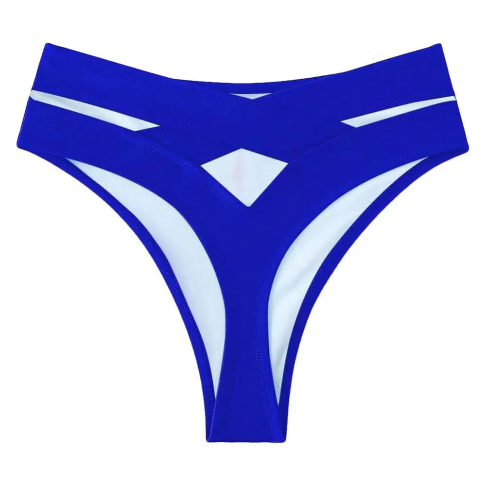 High‑Waisted Cutout Bikini Bottom – Solid Color Swim Briefs - Royal Blue / S On sale
