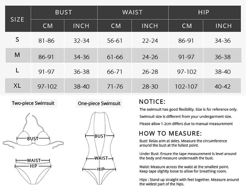 Floral High Leg Sling V Shaped Underwire Bikini Swimsuit Size Chart