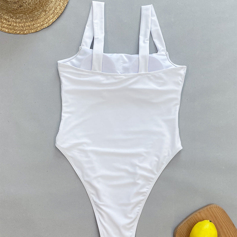 Fato de banho uma peça brasileiro com recortes contrastantes minimalistas e pernas altas