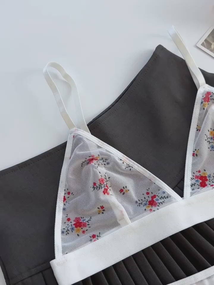 Sheer Mesh Floral Heart Bikini Set – Sexy Triangle Swimwear