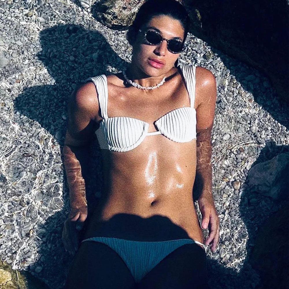 Costume da bagno bikini a due pezzi brasiliano balconcino a coste retro