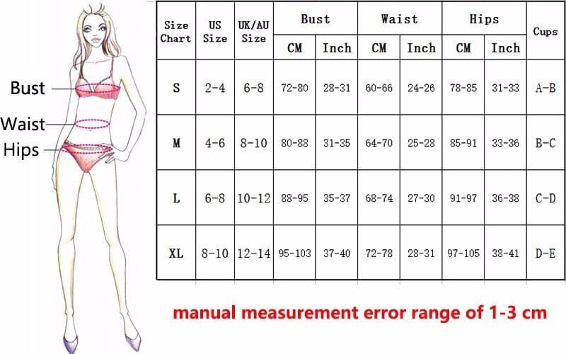 Sexy Solid High Leg Cut Bikini Swimsuit Size Chart